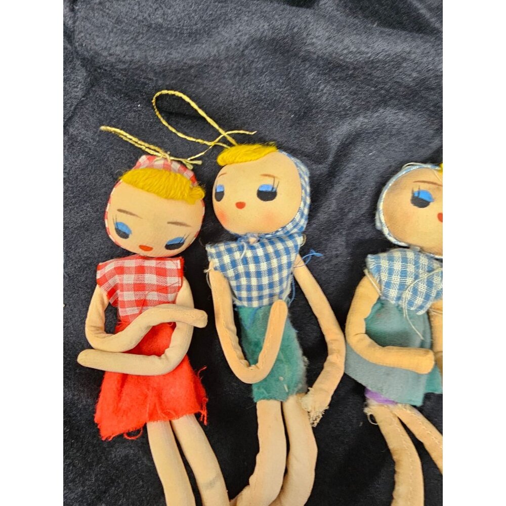 Vintage Stockinette Boy Girl 8" Dolls Made in Japan set of 3